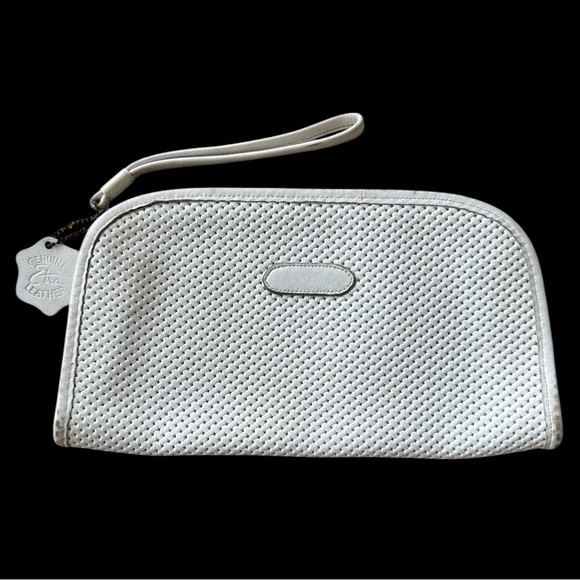 VINTAGE Etra White Genuine Leather Clutch - Picture 1 of 7